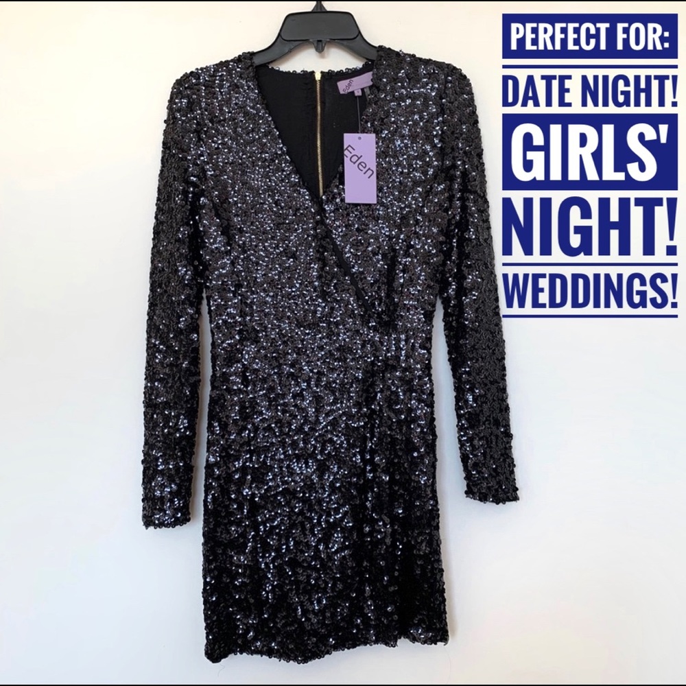 NWT Black sequin long sleeve dress 🖤